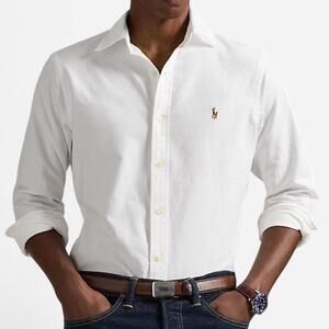 Ralph Lauren Classic Oxford Button Down Shirt Men’s Large White Cotton Logo
